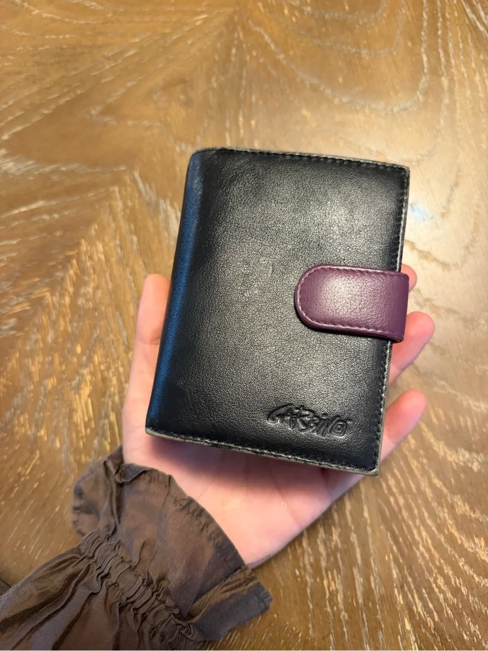 Colorblock Leather Card Wallet in Mustard, Red, Green, Blue & Purple